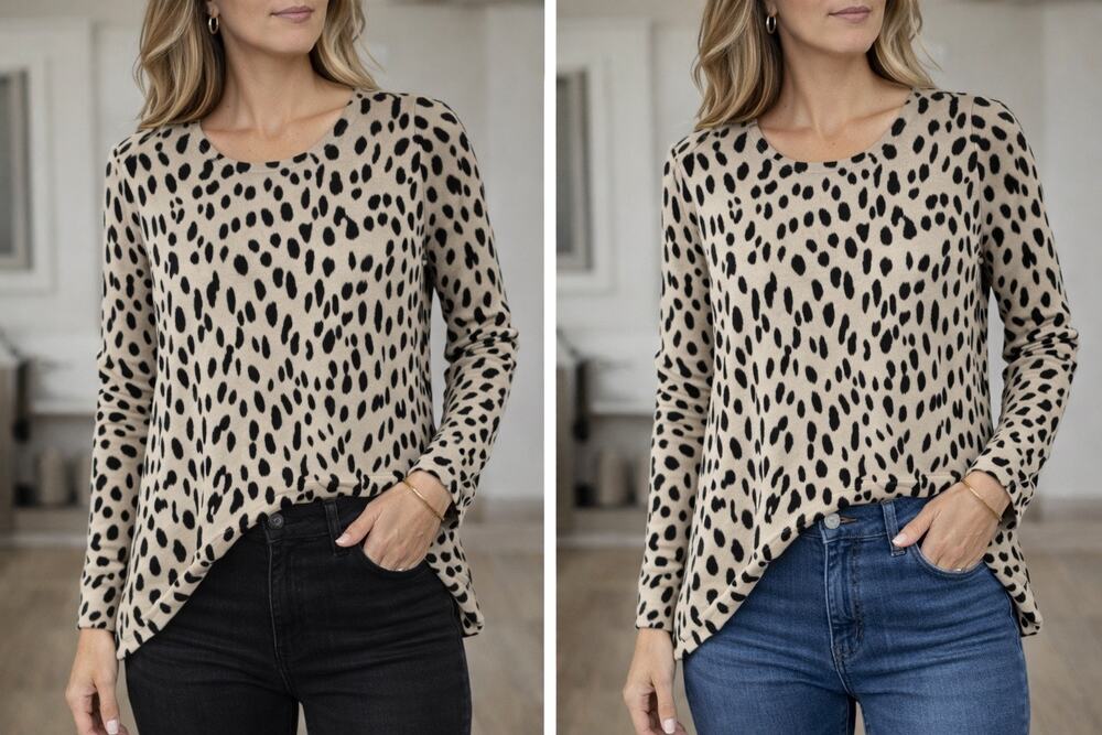 Chico's Classy Womens Animal Print Sweater Size 1 medium